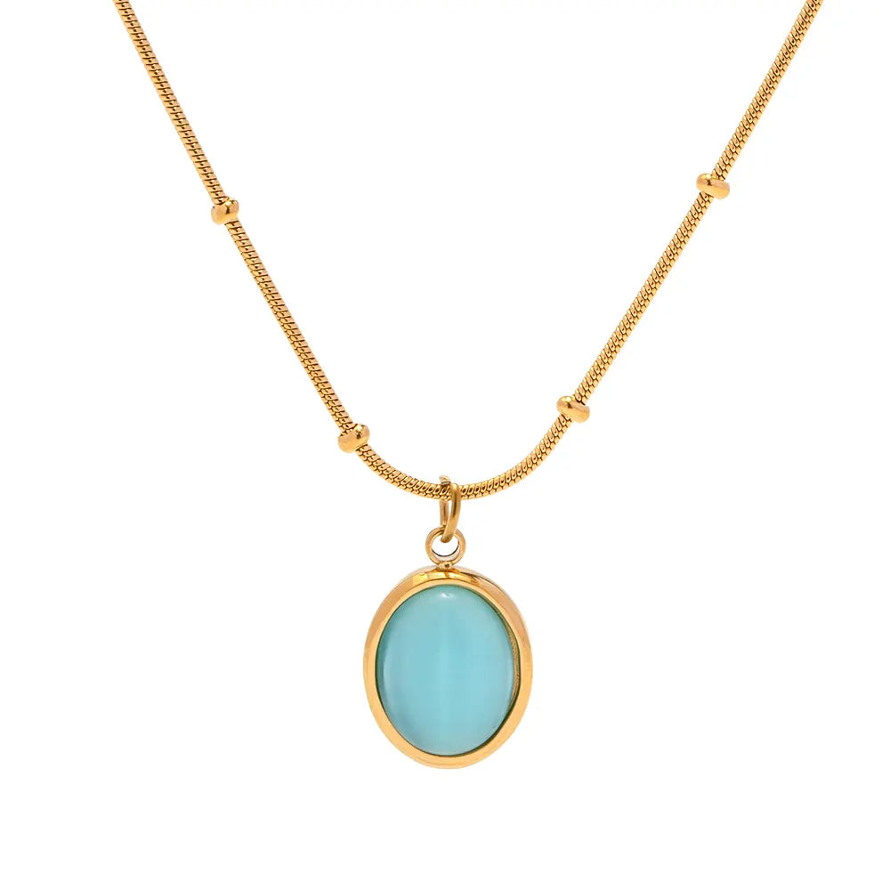 Oval Stone Pendant Necklace