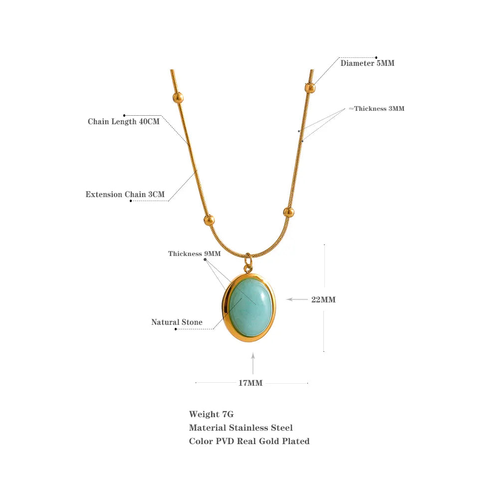 Oval Stone Pendant Necklace
