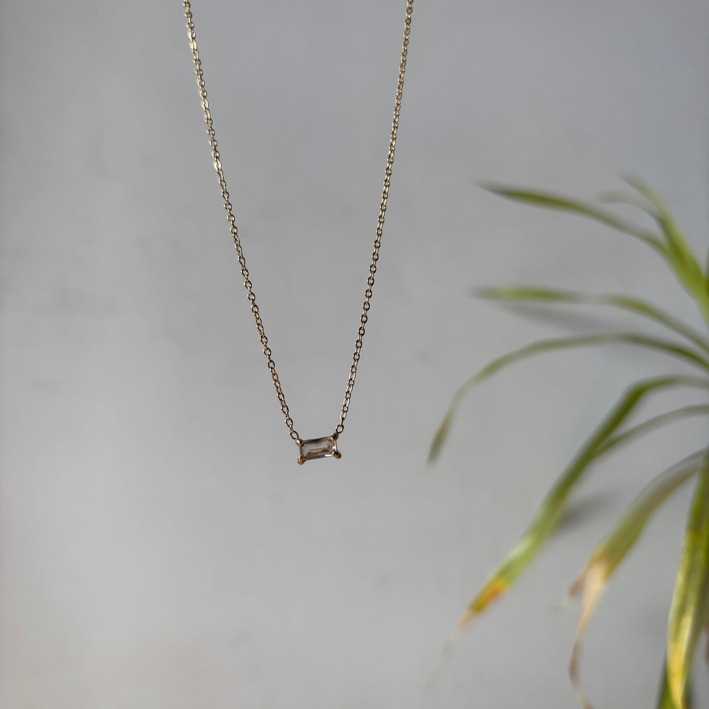 Emerald-Cut Solitaire Necklace